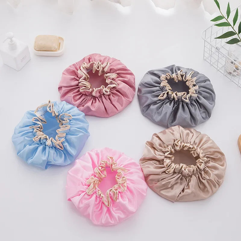 1Pcs Women's Elastic Band Satin Silky Bonnet Sleep Cap Hair Care Hair Dryers Female Hair Protect Bonnet Nightcap Satin Bath Cap