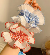 Women Lace Hair Scrunchies Girls Elastic Hair Bands Ponytail Holders Tie Hair Hoop Large Plaid Scrunchy Rubber Bands Headwear