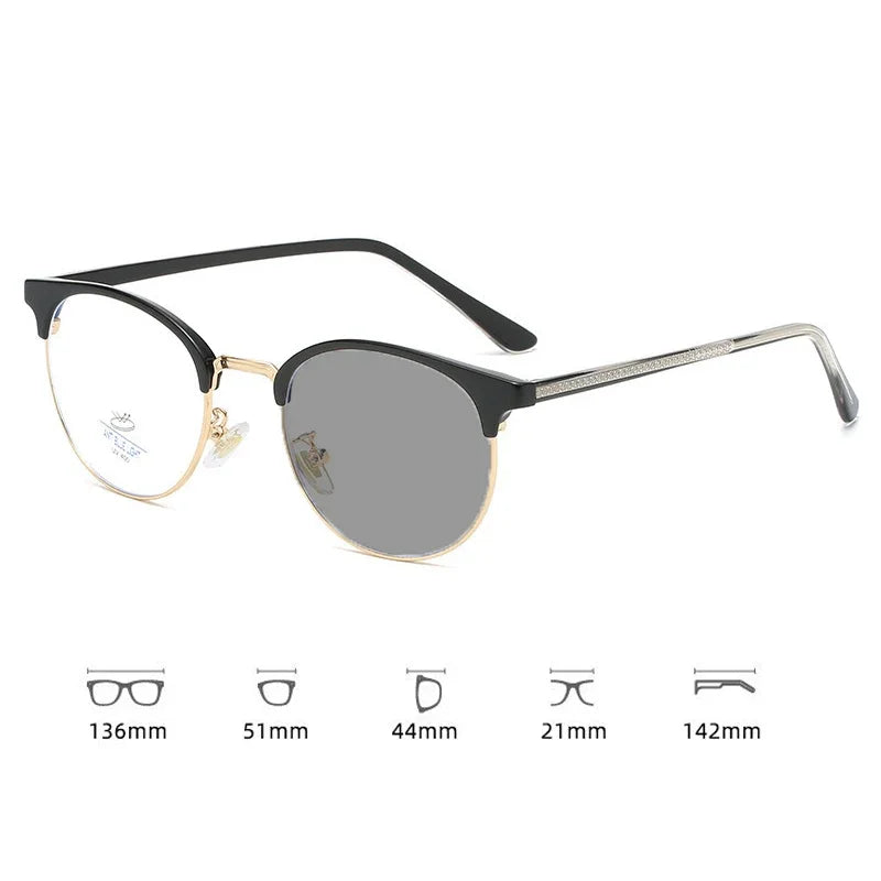 Blue Light Blocking Far-sight Glasses Unisex Women Men's Intelligent Photochromic Presbyopia Diopter Prescription Plus Eyewear