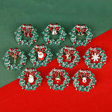 Christmas Wreath Collection Enamel Crystal Brooches With Candy Canes Bells Santa Claus Reindeer Snowman Snowflake Tree Drop