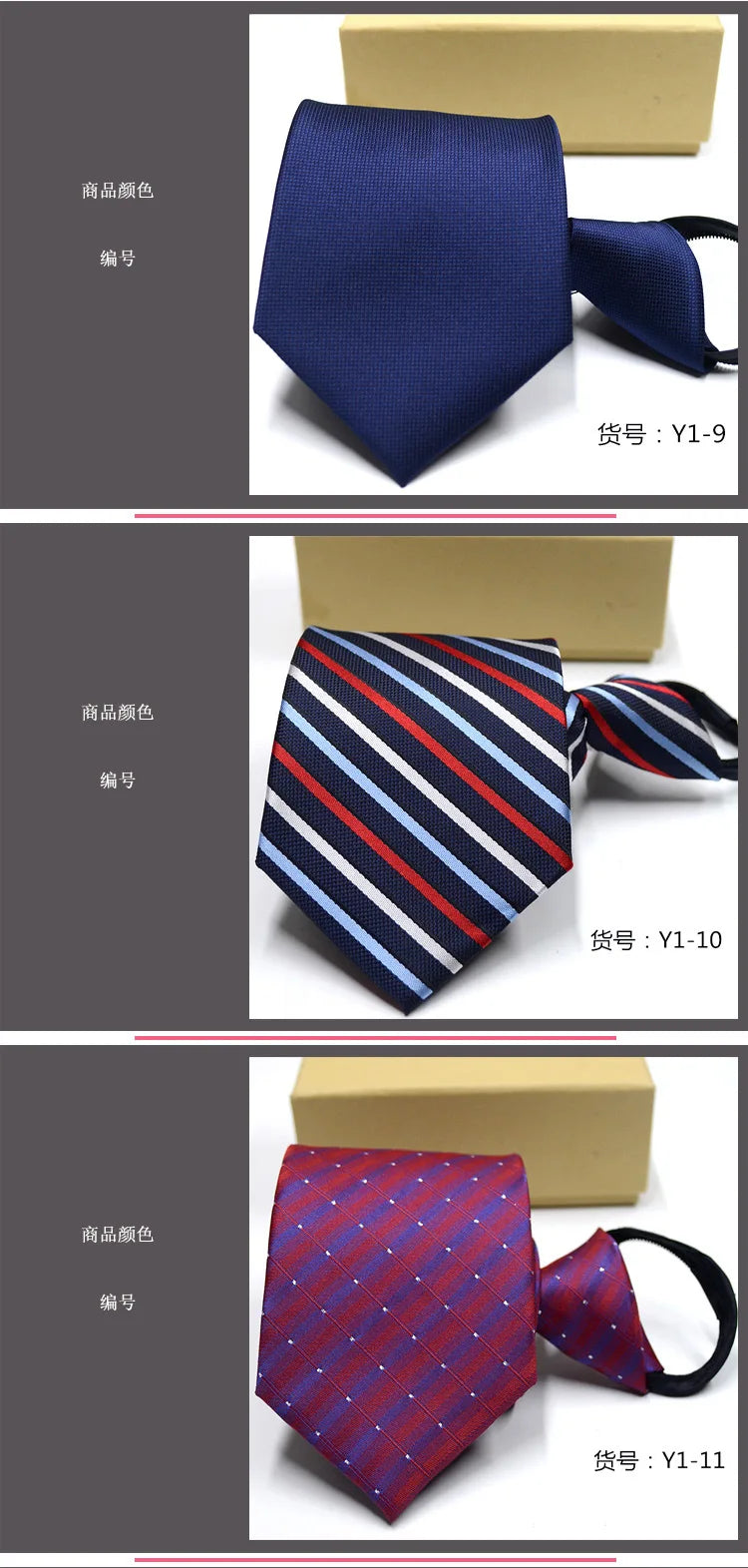 Mens Ties Casual Zipper Neck Ties Professional Formal Shirt Convenient Lazy Zip Tie Striped Business Arrow Ties