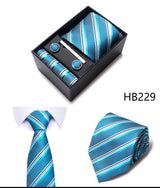 Tie For Men Brand New Style Wedding Gift Tie Pocket Squares Set Necktie Box Men Black Suit Accessories