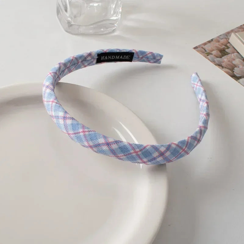 Spring Summer Women Colorful Head Hoop Princess Girls Sweet Plaid Cloth Headbands for Children Daily Headpiece Hair Accessories