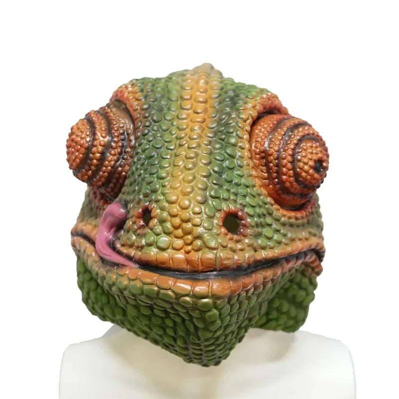 New Arrival Funny Chameleon Full Face Reptile Cosplay Headgear Latex Animal Mask Purim Halloween Carnival Party Props MN5