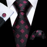 Barry.Wang Plaid Silk Men Tie Handkerchief Cufflinks Set Designer Jacquard Checked Necktie for Male Wedding Team Groomsman Corp