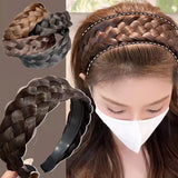 Wig Braided Headbands for Women Fishbone Wide Twist Hairbands Handmade Head Hoop Hair Bands Styling Headwear Accessories Gift