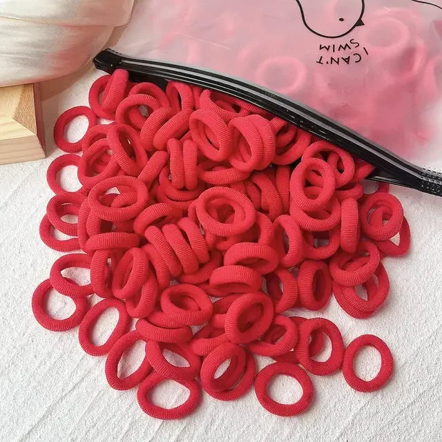 50/100Pcs Colorful Basic Nylon Ealstic Hair Ties for Girls Ponytail Hold Scrunchie Rubber Band Kid Fashion Hair Accessories