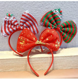 Navidad Bows Elastic Headbands for Adult Children's Hair Accessories Happy Christmas New Year Party Merry  Xmas Headdress Supply