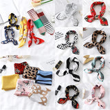 50cm Square Silk Scarf Head Neck Foulard Femme Bandana Print Fashion Women's Hair Tie Band Wrap Handkerchief Sjaal