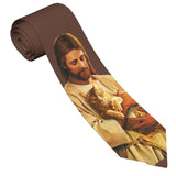 Christ And His Cat Unisex Necktie Silk Polyester 8 cm Wide Jesus Neck Tie for Men Accessories Cravat Wedding Office