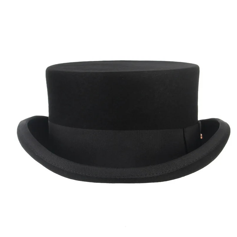 Men top hat Wool Bowler Hat Derby Hat Autumn Winter Vintage British Style Jazz Cap Presidential Hat 11 cm high magician hat