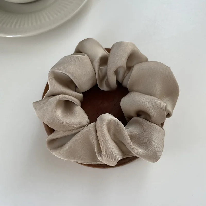 Silk Scrunchie Elastic Hair Bands Solid Color Women Girls  Headwear Fashion Headband Ponytail Holder Hair Accessories