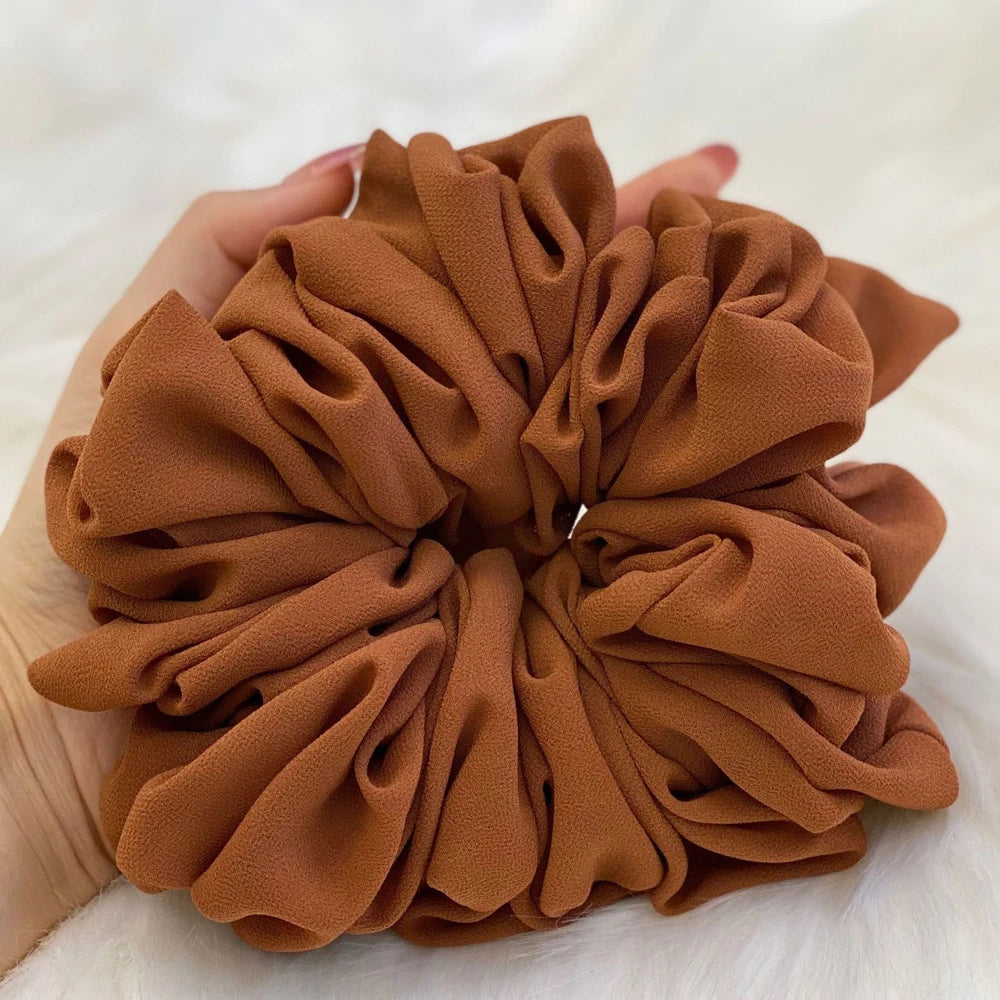 Elastics Chiffon Hair Band Solid Color Big Circle Scrunchies for Women Girl Ponytail Holder Hair Rope Hairband Hair Accessoires