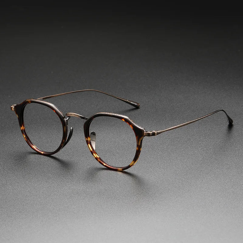 2025 New INS Men's Ultra Light Pure Titanium Glasses Frame Fashion Trend Women's Anti Blue Light Glasses Polygonal Prescription