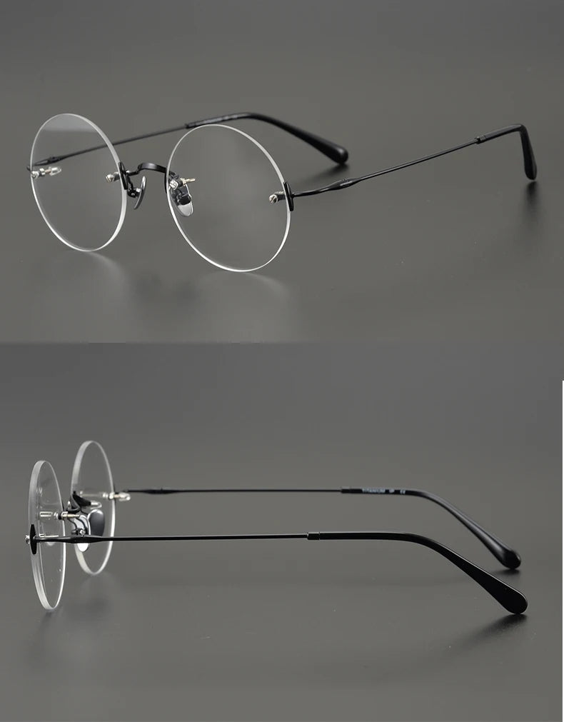 2024 Pure Titanium Round Rimless Glasses Frame Simple Fashion Men Women Small Faces Eyeglasses Light Weight Frameless Spectacles