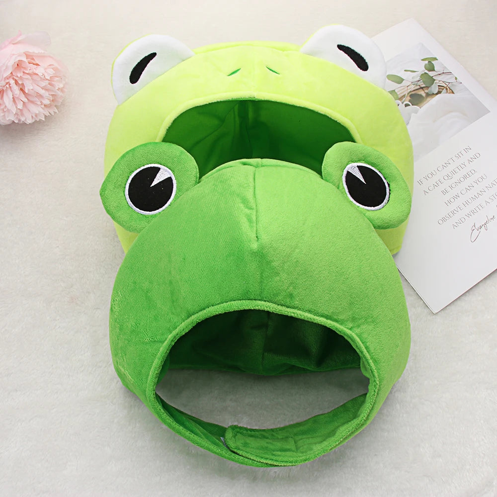 Cute Cosplay Costume Green Headgear Female Beanie Caps Cartoon Winter Autumn Hats Plush Hat Big Frog Eyes Hat Rabbit Bunny Ears
