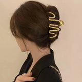 New Punk Geometric Metal Gold Silver Simple Hair Clip Claw for Women Trendy Large Crab Catches Clamp Korea Headwear Accessories