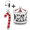 Buipoey 2pcs/lot Christmas Red Cane Gingerbread Man Charm Snowman Santa Beaded Sock Pendant DIY Beacelets jewelry Accessory Gift