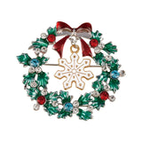 Christmas Wreath Collection Enamel Crystal Brooches With Candy Canes Bells Santa Claus Reindeer Snowman Snowflake Tree Drop