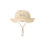 Embroidered Name Breathable Kids Wide Brim Sun Hat With Adustable Chin Strap Suitable For Summer And Beach