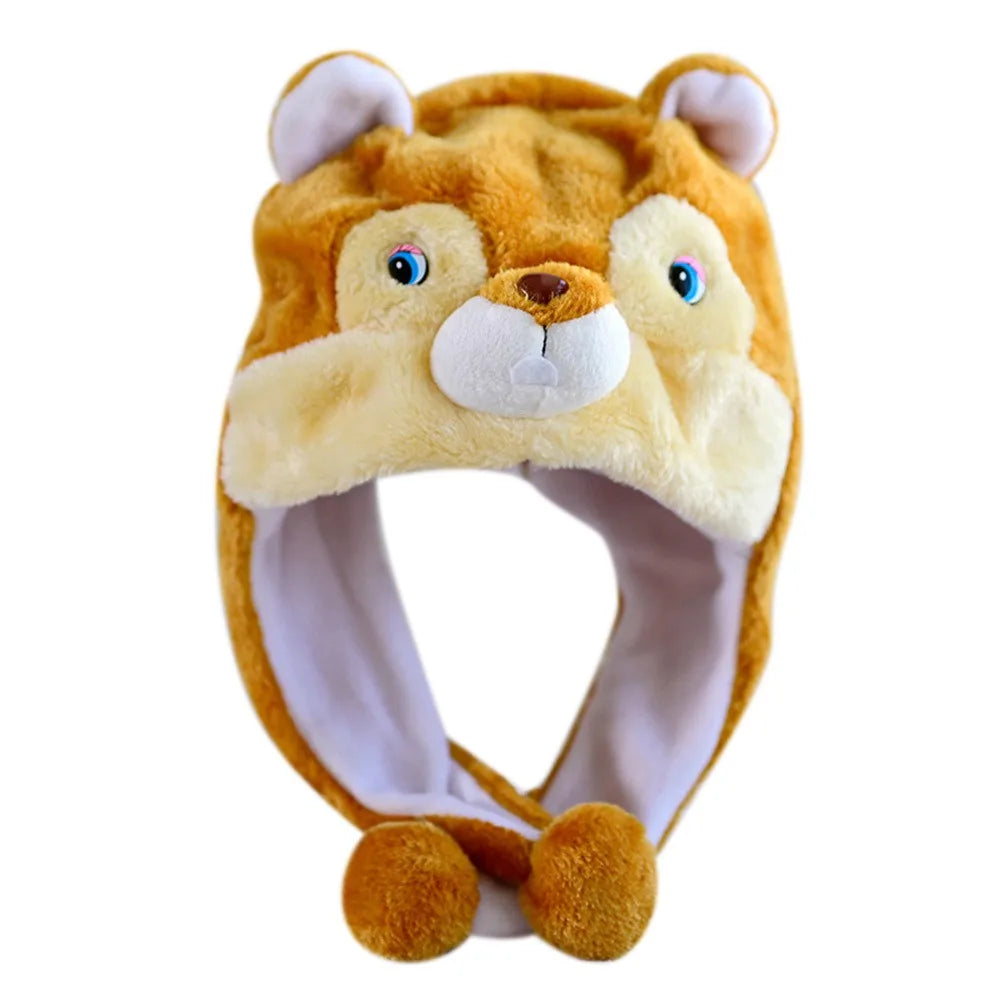 Soft Plush Animal Hat Moving Ears Hat Headgear Ears Airbag Cap Ear Protection Earmuff Funny Toys Neck Warmer Winter Warmer