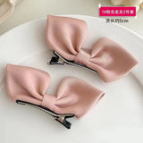 1Pair Cute Girls Hairgrips Hairpins Hair Clips Solid Color Ribbon Bow-knot Handmade Bows Barrettes Hair Accessories