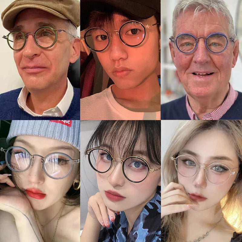 Vintage Pure Titanium Eyeglasses Frame Men Round Ultra Light Glasses Frame Women Retro Luxury Brand Designer Eyewear