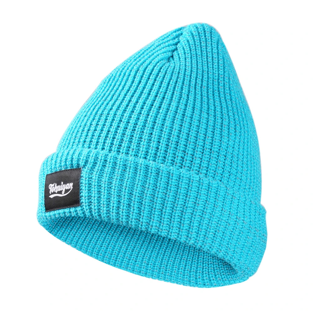TOHUIYAN Reflective Knitted Hats Magical High Visibility Winter Warm Caps Women Men Bonnet Beanie Hat for Night Running Walking
