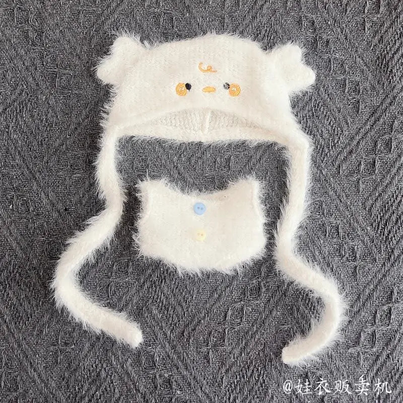Mini Doll Clothes Winter Clothes Set One-piece Sweater Hat Scarf Clothing Gift Labubu Outfit Accessories For 17cm Labubu V1 V2