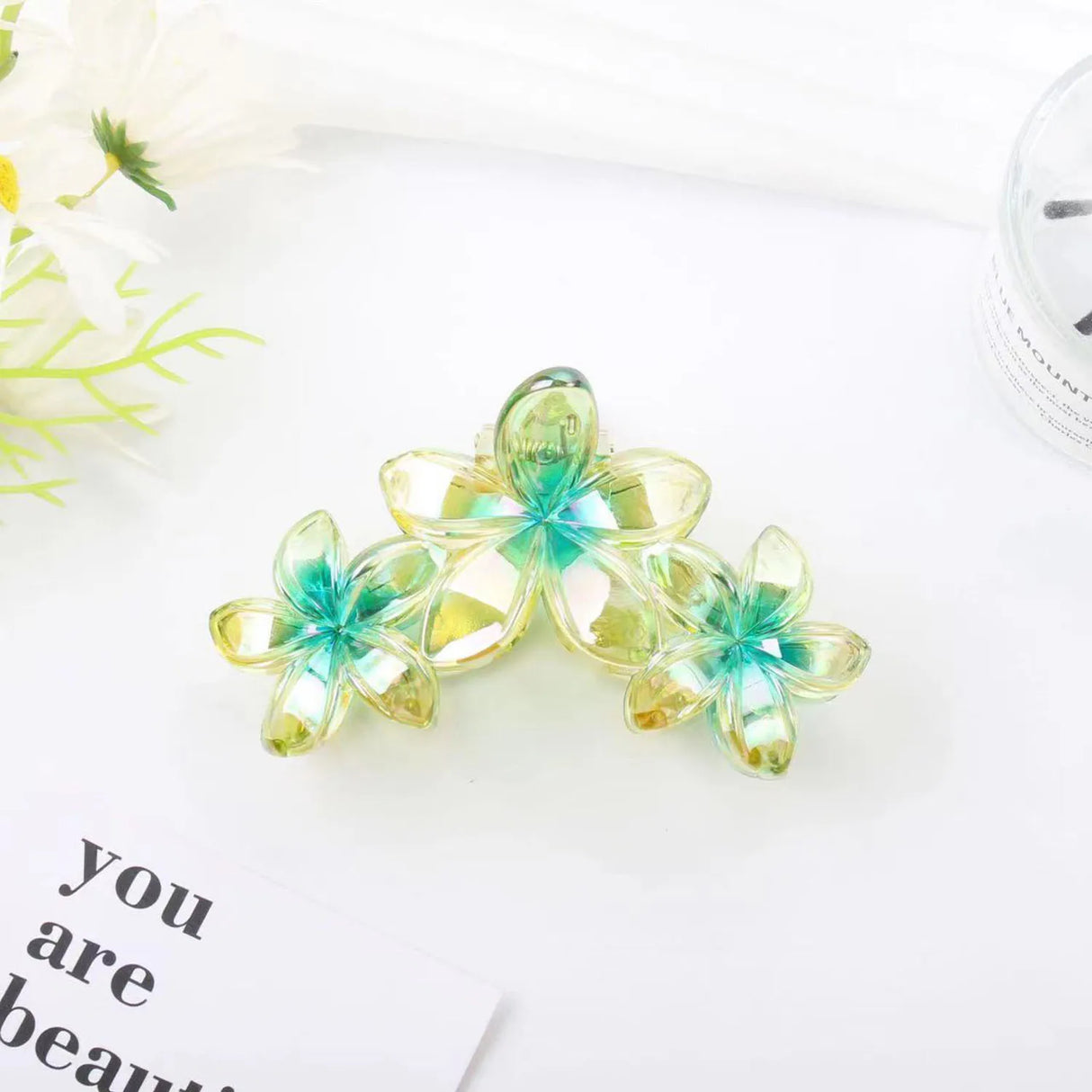 3 Head Plumeria Hair Clips Frangipani Flower Hair Claw Clip Trendy Crab Hair Claw Barrettes Hair Accessories For Girls