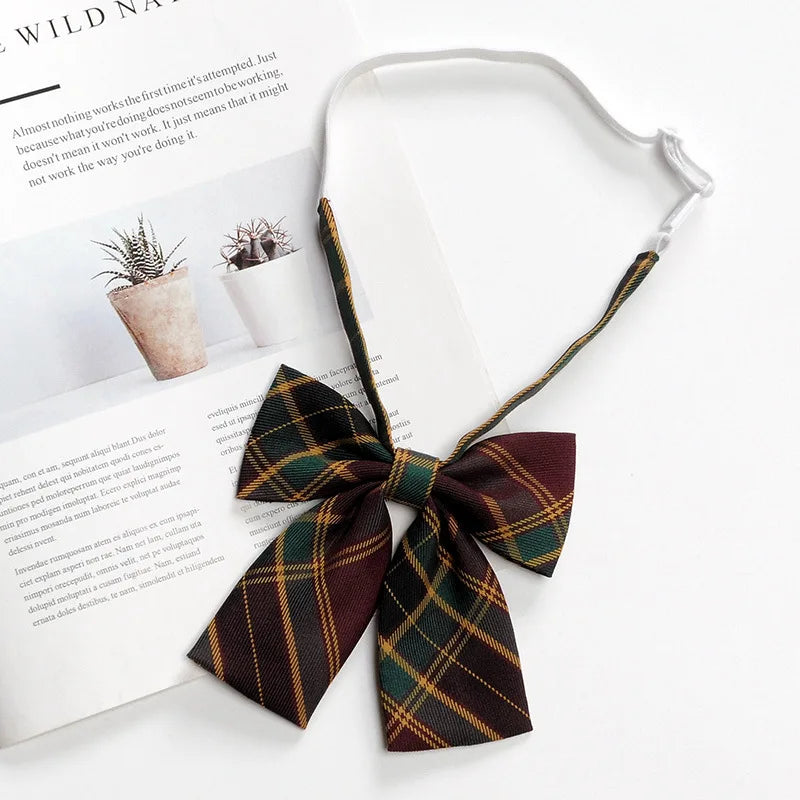 Fashion JK Bowtie Women College Student Collar Tie Cotton Plaid Bowknot Lolita Girls Adjustable Butterfly Anime Cosplay Cravat