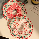 Beautiful Embroidered Large Scrunchies Elastic Hair Bands Hair Ties Women Sweet Hair Accessories Ponytail Holder Head Rope