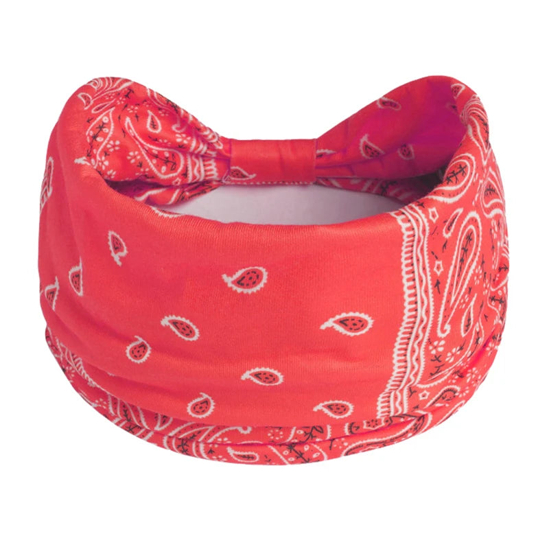 Wide Printed Bandanas Hairbands Boho Knot Turbans Yoga Elastic Head Wrap Women Headband Headwear Fashion Hair Band Accessories
