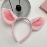 G92D Simple Sweet Hair Accessories Women Students Washing Face Hairband Little Pig Ears Headbands Plush Cartoon Hair Hoop