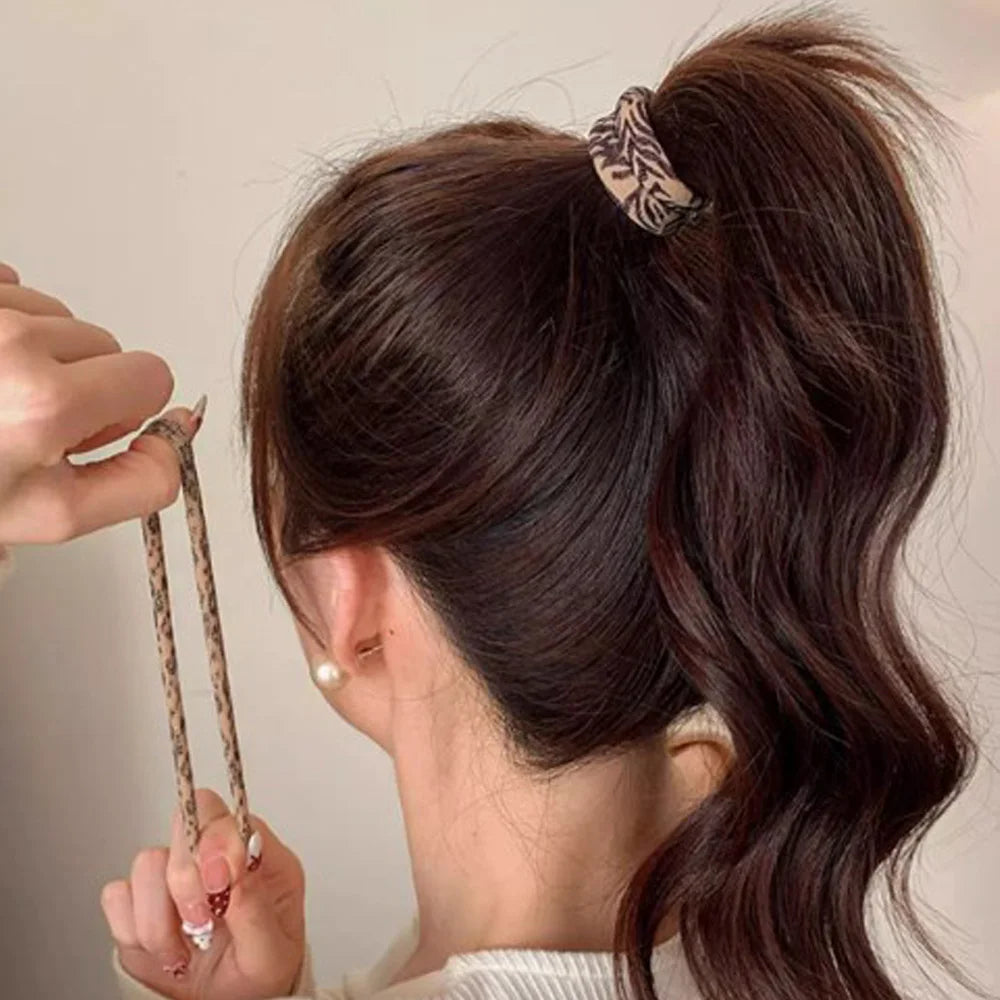 5PC High Elasticity Hair Ties Leopard Print Elastic Hair Scrunchie Ties for Women Wild Fashion Head Rope Hair Styling Accessorie