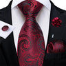 4Pcs Pink Paisley Folral Men Tie Pocket Square Cufflinks Brooch Pin for Wedding Party Groom Accessories 8cm Necktie Gift