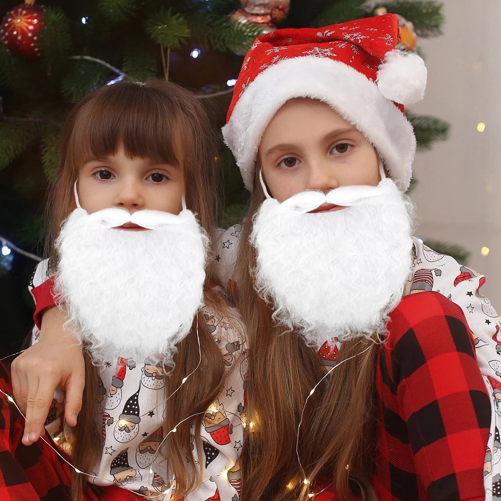 Funny Santa Beard Costume White Beard Christmas Santa Claus Beard Costume Accessories for Boys and Adults Disguise Santa