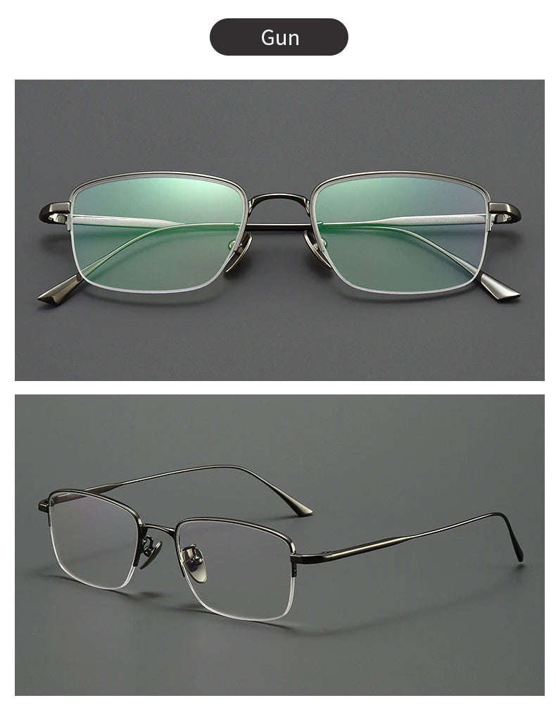 Lzabella New Men's Half Frame Glasses Business Casual Pure Titanium Frame Fashionable And Trendy Prescription Glasses 1906