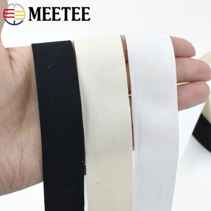 1Pc(90M) 10/15/20/25/30/35mm Cotton Webbings Tapes Bag Belt Lable Ribbons Bands DIY Sewing Clothes Tag Tape Bias Binding Crafts