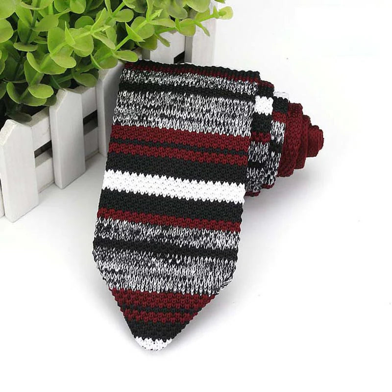 Classic 7CM Mens Ties Knitted Tie Stripes Solid Formal Bridegroom Wedding Business Knit Necktie Neck tie Accessories