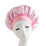 Soft Long Hair Care Bonnet Imitation Silk Solid Satin Satin Shower Caps Large Elastic Edge Wrap Night Sleep Hat for Women