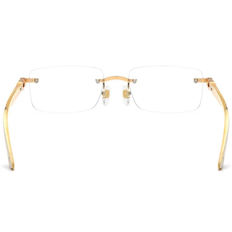 Frameless Horn Pure Titanium Glasses Frame with High-grade Natural White Horn Temples Can Be Matched with Myopia and Presbyopia.