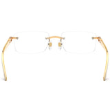Frameless Horn Pure Titanium Glasses Frame with High-grade Natural White Horn Temples Can Be Matched with Myopia and Presbyopia.