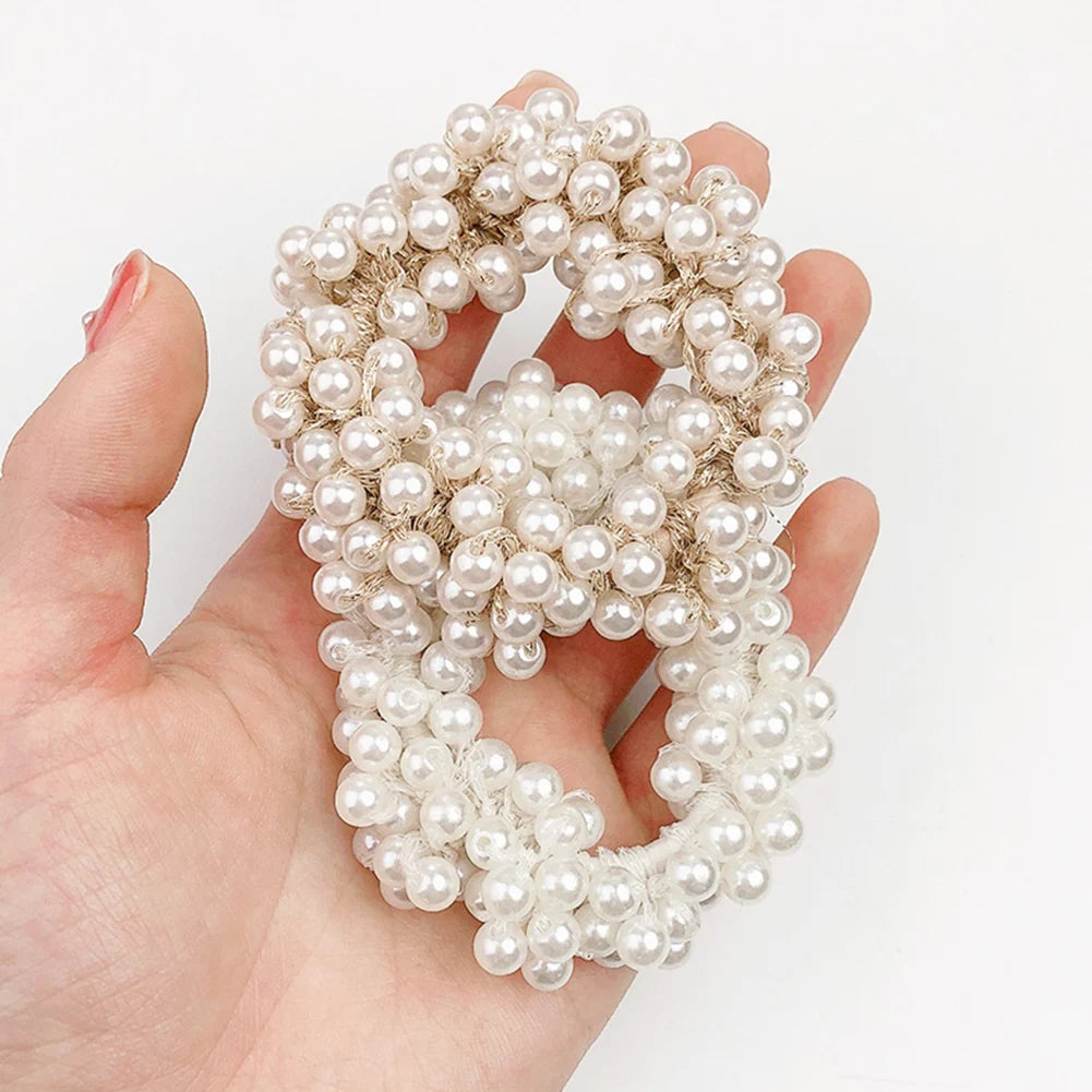 Pearls Beads Hair Ties Elastic Hair Bands For women Hair Rope Scrunchies Ponytail Holders Rubber Hair Accessories