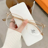 Blue Light Blocking Ladies Square Myopia Glasses New Trendy Finished Near Sight Eyeglasses Prescription Minus Eyewear Diopter