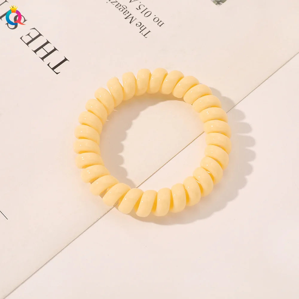 High Elasticity Telephone Coil Hairbands Women Spiral Hair Ties Girls Hair Rings Rope Solid Color Hair Accessories Gum Scrunchy
