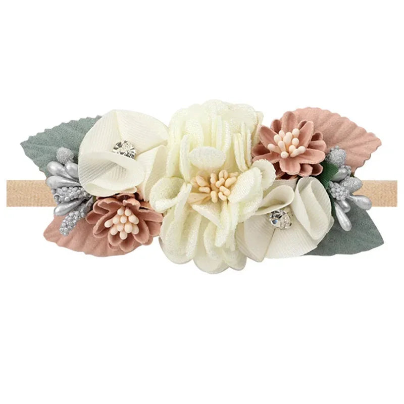 Baby Headband Flowers For Girls Cute Elastic Floral Hair Bands Newborn Toddler Headwear Nylon Headbands Kids Hair Accessories