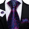 Hi-Tie Purple Lilac Floral Striped Silk Elegant Tie For Men Groom Wedding Men Necktie Pocket Square Cufflink Accessory Wholesale