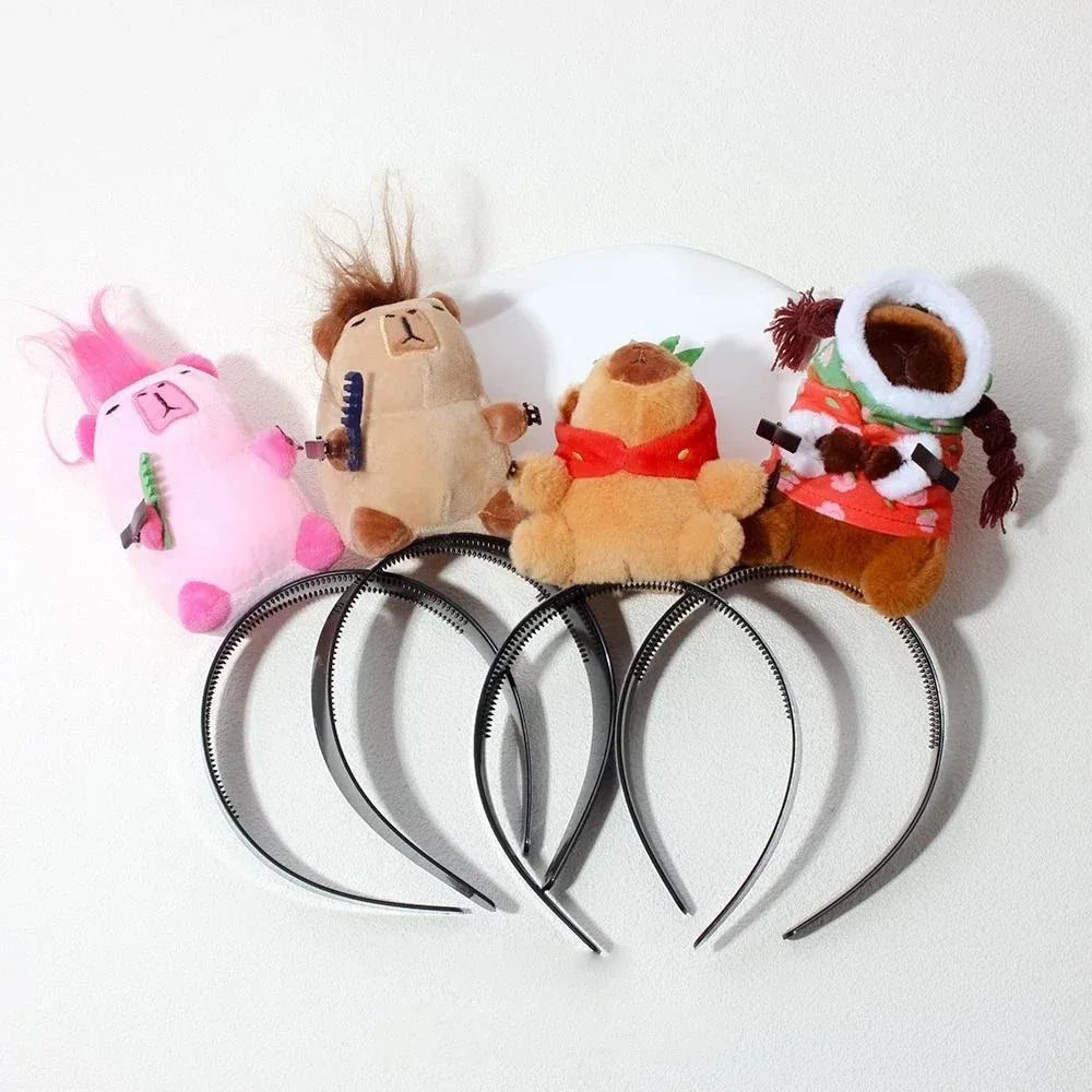 5PCS Headband Cartoon Mouse Hairband New Cartoon Plush Doll Headband French Wide-brim Hairpin Photo Headwear Creative Girl Gift