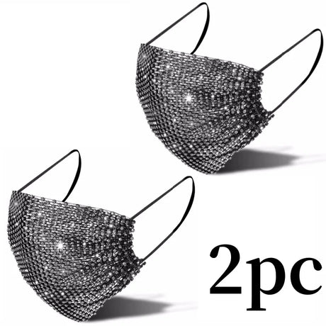 Sparkling Rhinestone Face Mask Fashion Breathable Face Covering Nightclub Music Festival Party Costume Accessories for Women